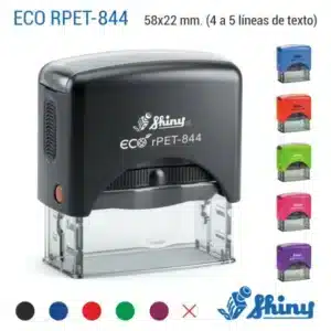 Sello ecológico Shiny ECO RPET-844 de 58x22 mm en color negro con todos los colores de carcasa disponibles y colores de tinta