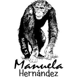 Sello ex libris mono chimpancé