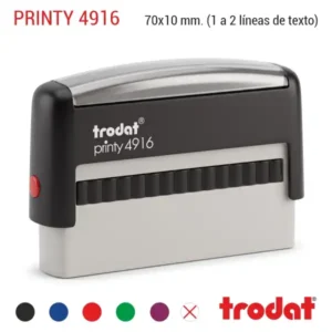 Sello automático Trodat Printy 4916 de 70x10 mm en carcasa negra con los colores de tinta disponibles