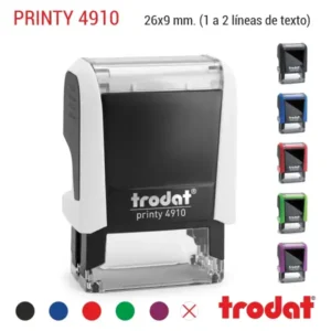 Sello automático Trodat Printy 4910 de 26x9 mm en carcasa blanca con los colores de carcasa y tinta disponibles