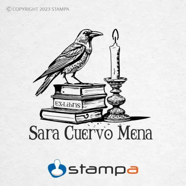sello exlibris Cuervo