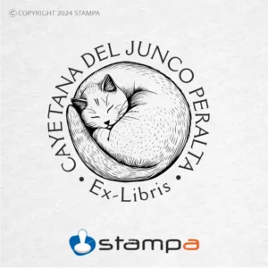 Sello Exlibris Gato Dormido personalizable con nombre