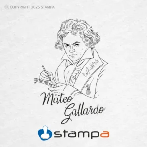 Diseño Sello Ex Libris Beethoven Componiendo