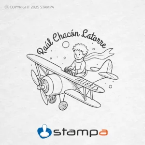 Diseño Sello Ex Libris Principito Avioneta