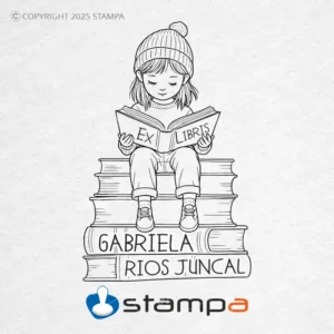 Diseño Sello Ex Libris Niña Libros