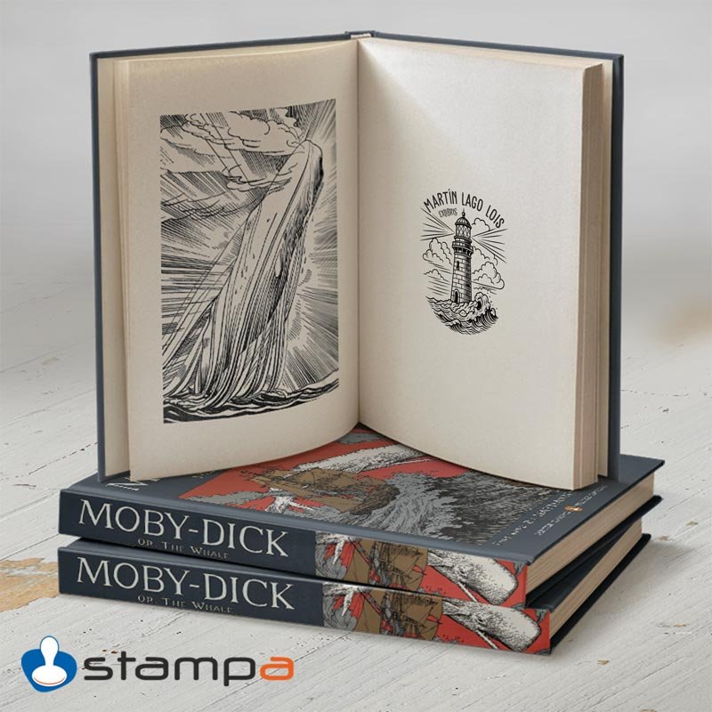 Libro de aventuras marcado con Ex Libris Faro