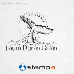 Diseño Sello Ex Libris Cola de Ballena