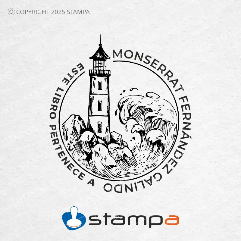 Diseño Vectorial Emblema Faro y Ola