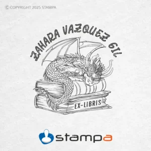 Diseño Vectorial Ex Libris Dragón Dormido