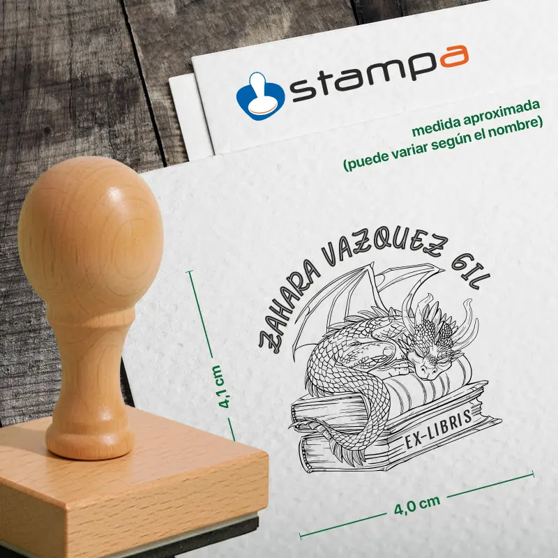 Diseño Vectorial Ex Libris Dragón Dormido