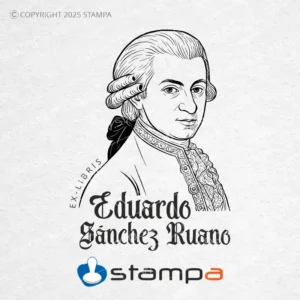 Diseño Sello Ex Libris Retrato Mozart