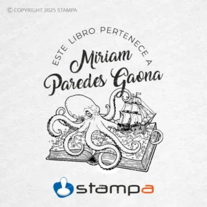 Diseño vectorial Ex Libris Aventura Marina