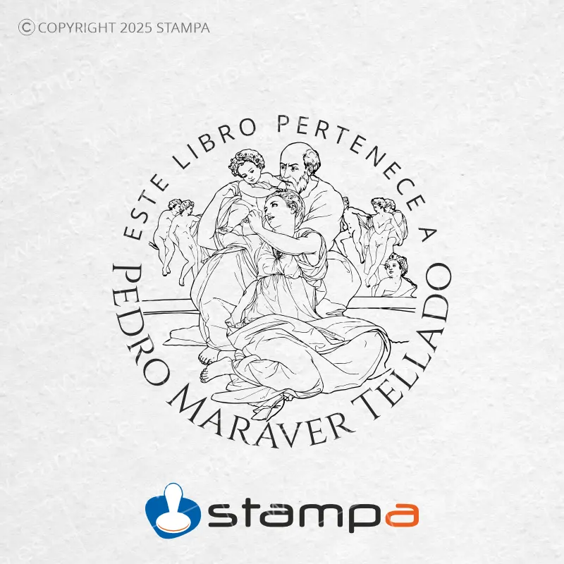 Diseño Sello Ex Libris Tondo Doni