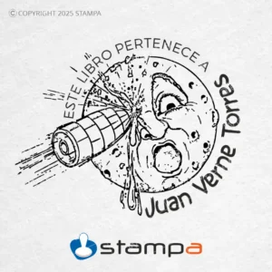 Diseño vectorial Ex Libris Viaje a la Luna